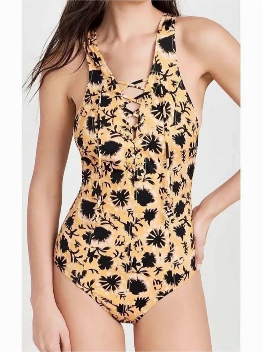ULLA JOHNSON • Halia Maillot One Piece Swimsuit • Zinnia • Size XL